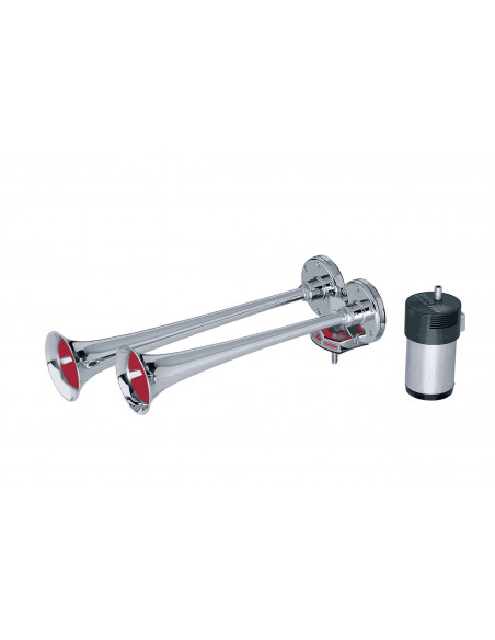 Klaxon Camion VULCAIN 2 trompes Acier Chromé 118db