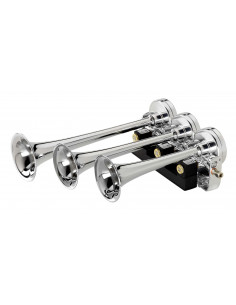 Klaxon 3 trompes Acier Chromé 24v 116db FISA