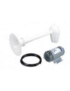 Corne de Brume + compresseur Blanc 12v 460mm 123db MARCO