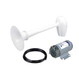 Corne de Brume + compresseur Blanc 12v 460mm 123db MARCO Corne de Brume + compresseur Blanc 12v 460mm 123db MARCO