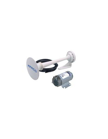 Corne de Brume + compresseur Blanc 12v 460mm 123db MARCO