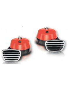 2 Klaxons Avertisseur avec Grille Chromé 12v Aigu/Grave 112DB