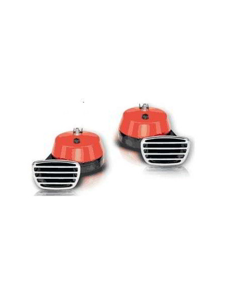 2 Klaxons Avertisseur avec Grille Chromé 12v Aigu/Grave 112DB