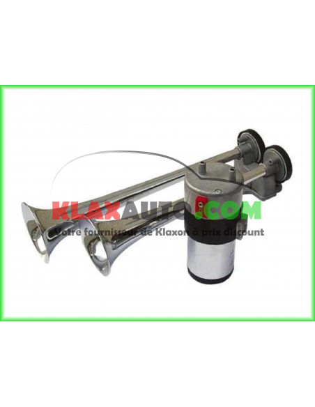 Klaxon Police 2 trompes Acier Chrome 12V